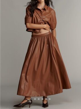 NWT Anthropologie Faux Leather Full Maxi Skirt